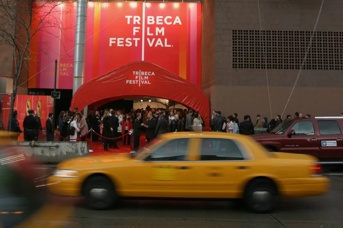 A taxi passes Tribeca Film Festival Opening Ceremony Red Carpet event in 2005. (Courtesy of Tribeca Film Festival)