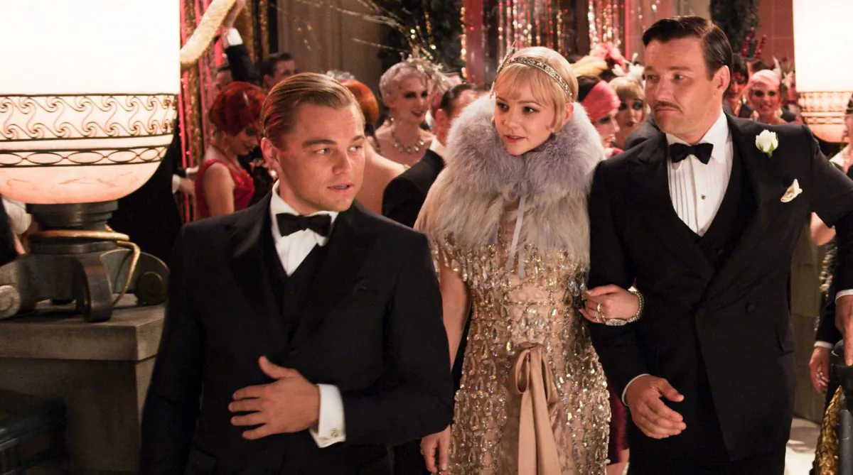  From left, Leonardo DiCaprio as Jay Gatsby, Carey Mulligan, as Daisy Buchanan and Joel Edgerton as Tom Buchanan in “The Great Gatsby.” Undated publicity photo. (AP Photo/Warner Bros. Pictures)