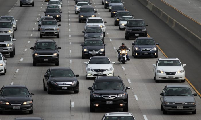 Morning traffic on the SR2 freeway in Los Angeles on April 25, 2013. Los Angeles ranks as the worst in the nation for ozone pollution and fourth for particulates by the American Lung Association. (David McNew/Getty Images)