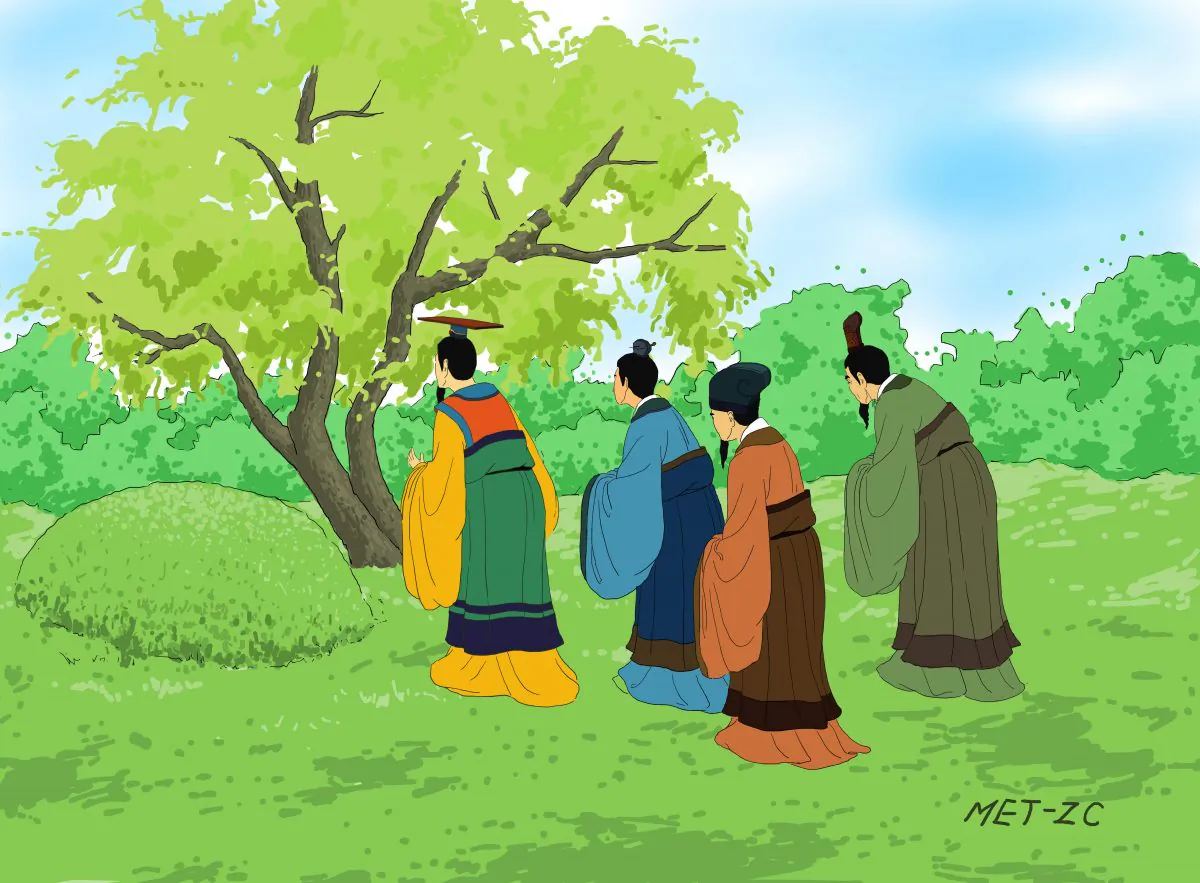 The next year, Chong Er, the king of the state of Jin, visited Jie’s tomb. To their surprise, they discovered that the burned willow tree was alive and full of new branches with green leaves. It was as if Jie was greeting them and encouraging the king to remain pure and bright. (Zhiching Chen/Epoch Times)