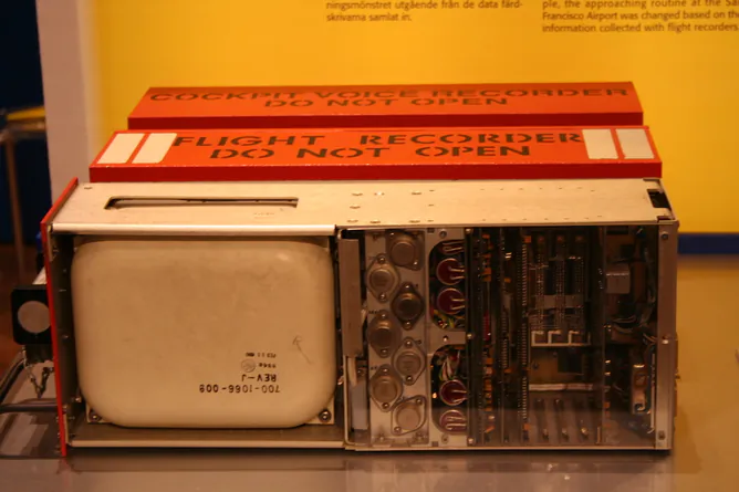 A typical black box or flight recorder. (The Conversation)