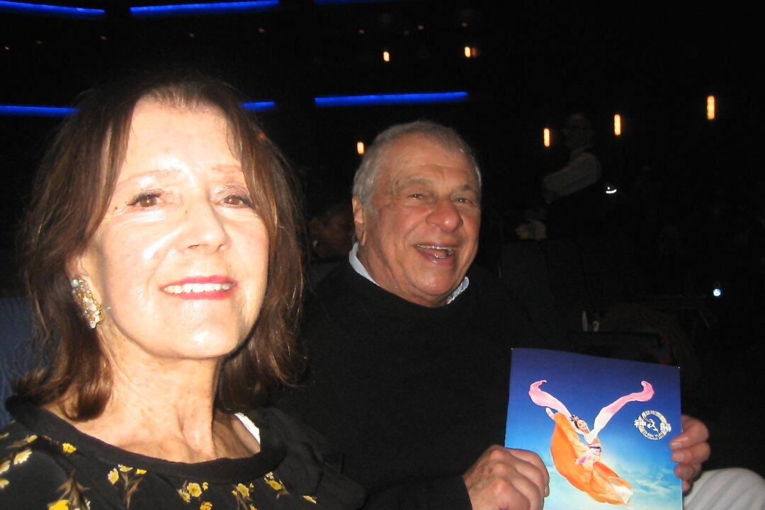Mary Hayley and Selim Zilkha attend Shen Yun Performing Arts at the Nokia Theatre in Downtown Los Angeles, on March 23. (Jana Li/Epoch Times)