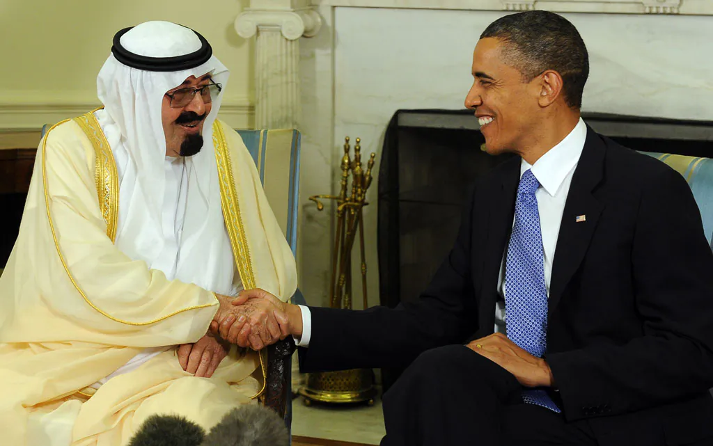U.S. President Barack Obama (R) and Saudi Arabian King Abdullah Bin-Abd-al-Aziz Al Saud shake hands after their meeting in the Oval Office of the White House June 29, 2010 in Washington, DC. (Roger L. Wollenberg-Pool/Getty Images)