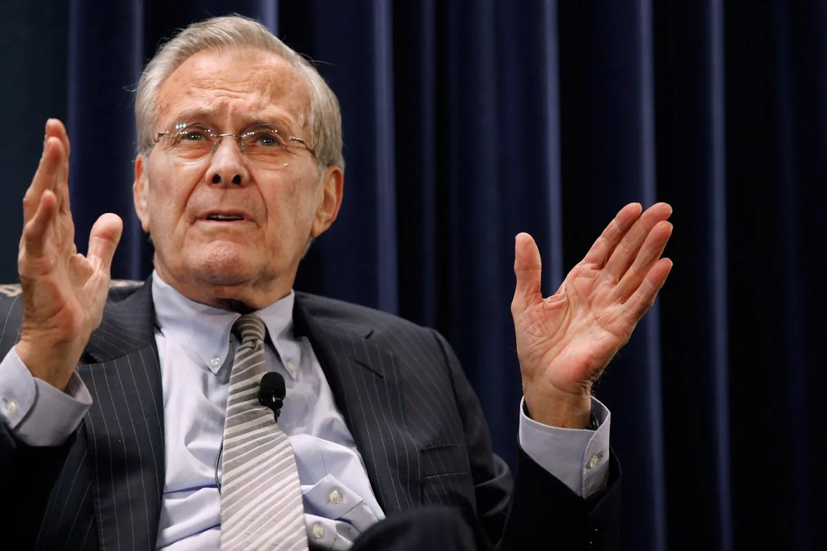 Former Secretary of Defense Donald Rumsfeld talks about his new memoir, 'Known and Unknown,' at The Heritage Foundation February 22, 2011 in Washington, DC. (Chip Somodevilla/Getty Images)