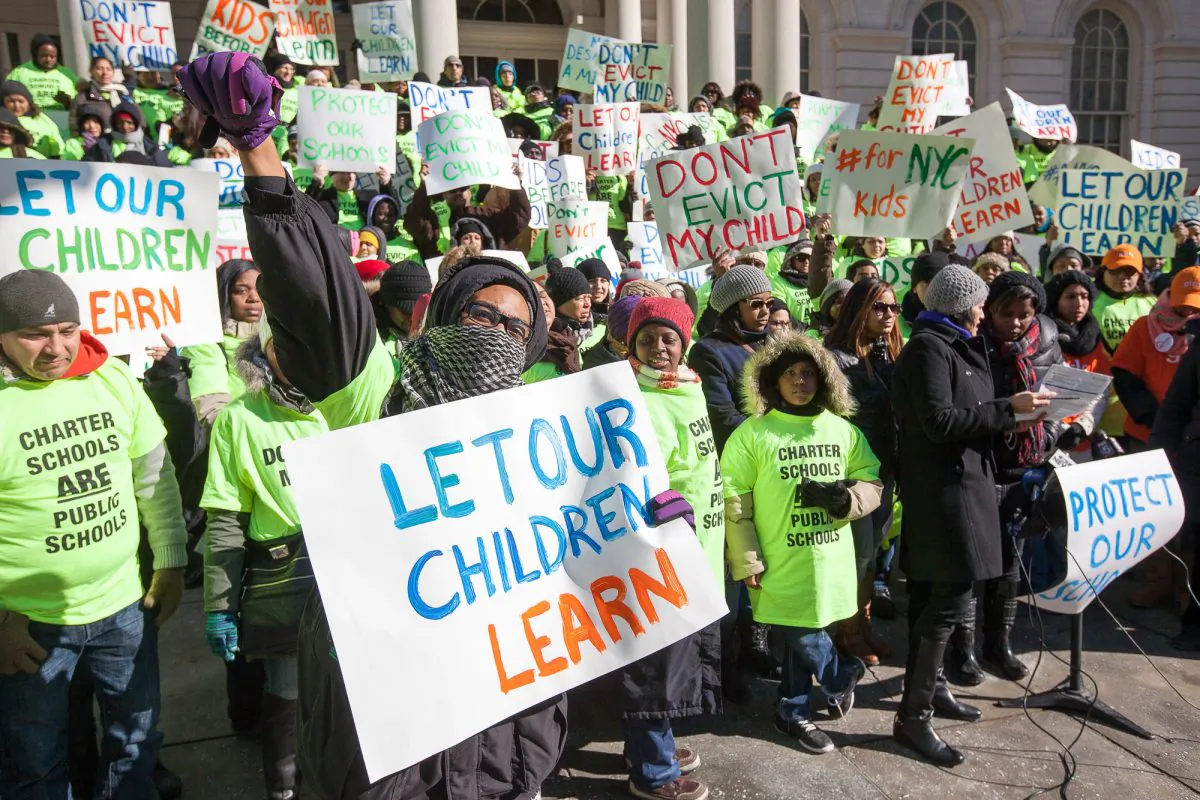 A pro-charter school rally at City Hall, New York City, on Feb. 11, 2014. (Petr Svab/The Epoch Times)