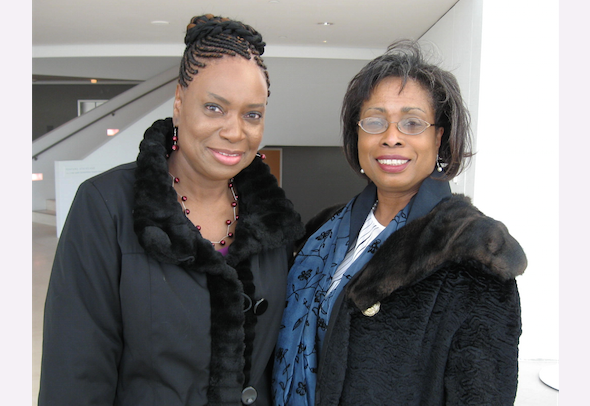 Two sisters, Chandra Mercer [L] and Denise Timberlake thoroughly enjoyed the Shen Yun dance performances at Kauffman Center. (Cat Rooney/Epoch Times) 