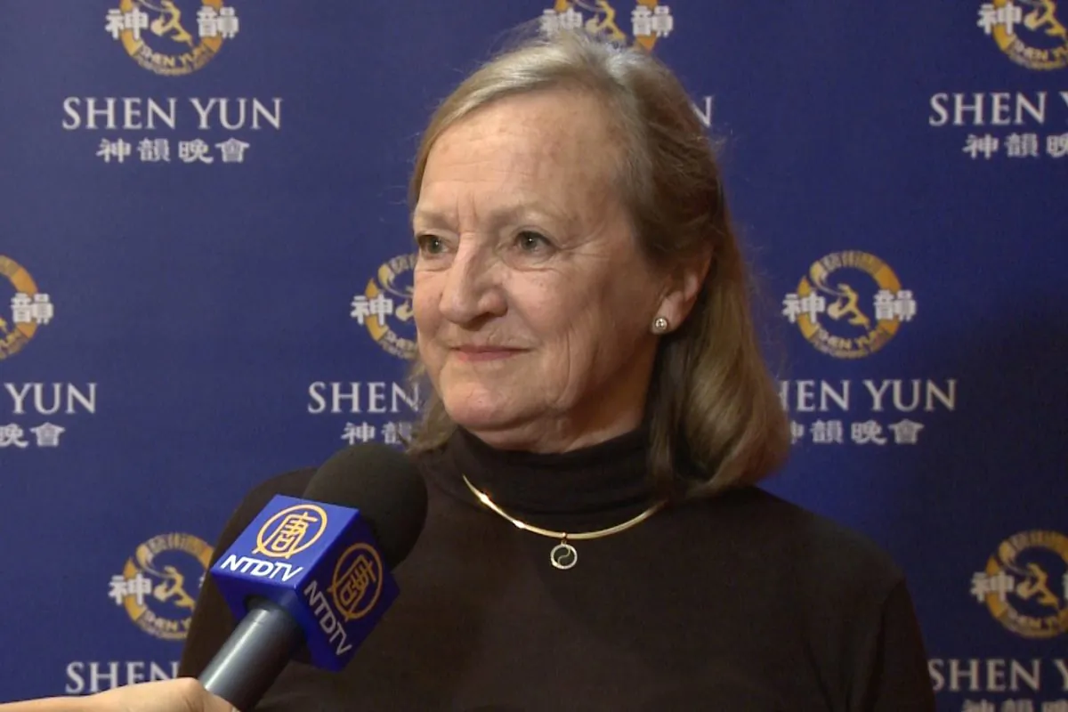 Brigid Pollock enjoys Shen Yun Performing Arts at St James Theatre, on April 9. (Courtesy of NTD Television)