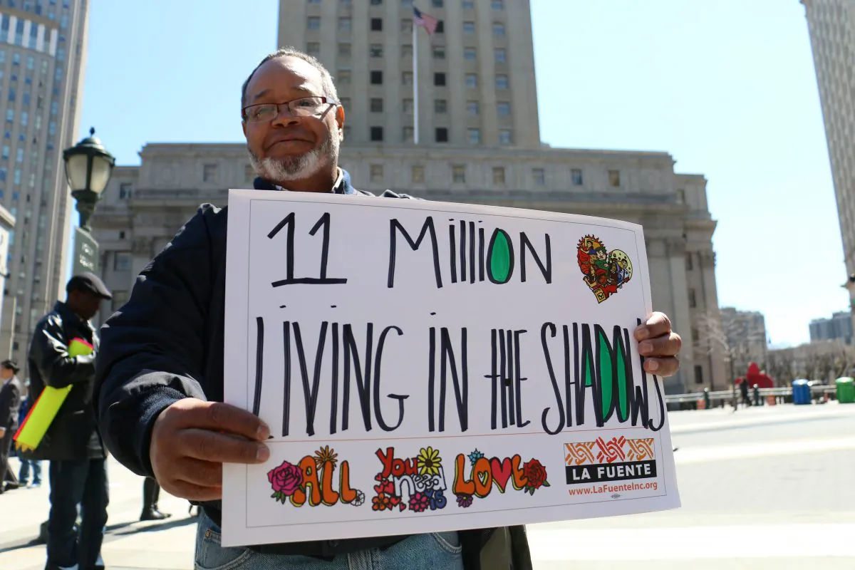 New Yorkers for Real Immigration Reform rally at Foley Square, Lower Manhattan, New York, for a National Day of Action on immigration reform in New York City on April 10, 2014. (Allen Xie)
