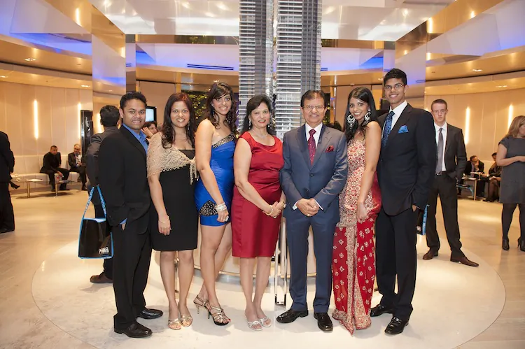 (L-R) Nikhil Balaram, Reema Balaram (nee Gupta), Shelley Gupta, Rashmi Gupta, Steve Gupta, Reetu Gupta, and Suraj Gupta.(Easton's Group)