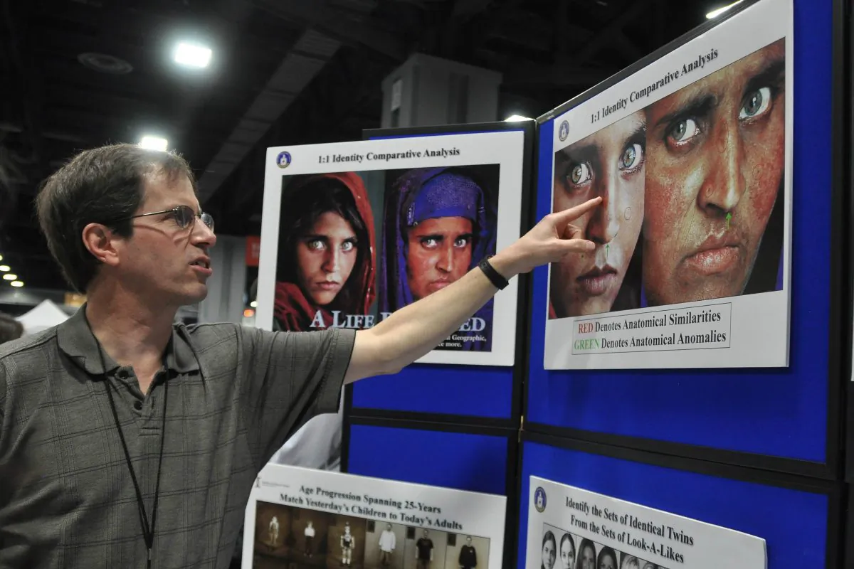National Geographic sought to find the little Afghan girl in an iconic photo 17 years after the photo was taken. They sought the help of the FBI in positively identifying which of the women who claimed to be the little girl really was the little girl, as explained at the CIA booth at the annual USA Science & Engineering Festival in Washington, D.C., on April 26, 2014. (Tara MacIsaac/Epoch Times)