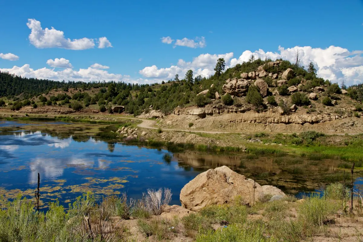 A file photo of Dulce Lake, N.M. Phil Schneider said he was working on a secret military base in Dulce in 1979 when he encountered aliens. (Christopher Nicol/Wikimedia Commons)