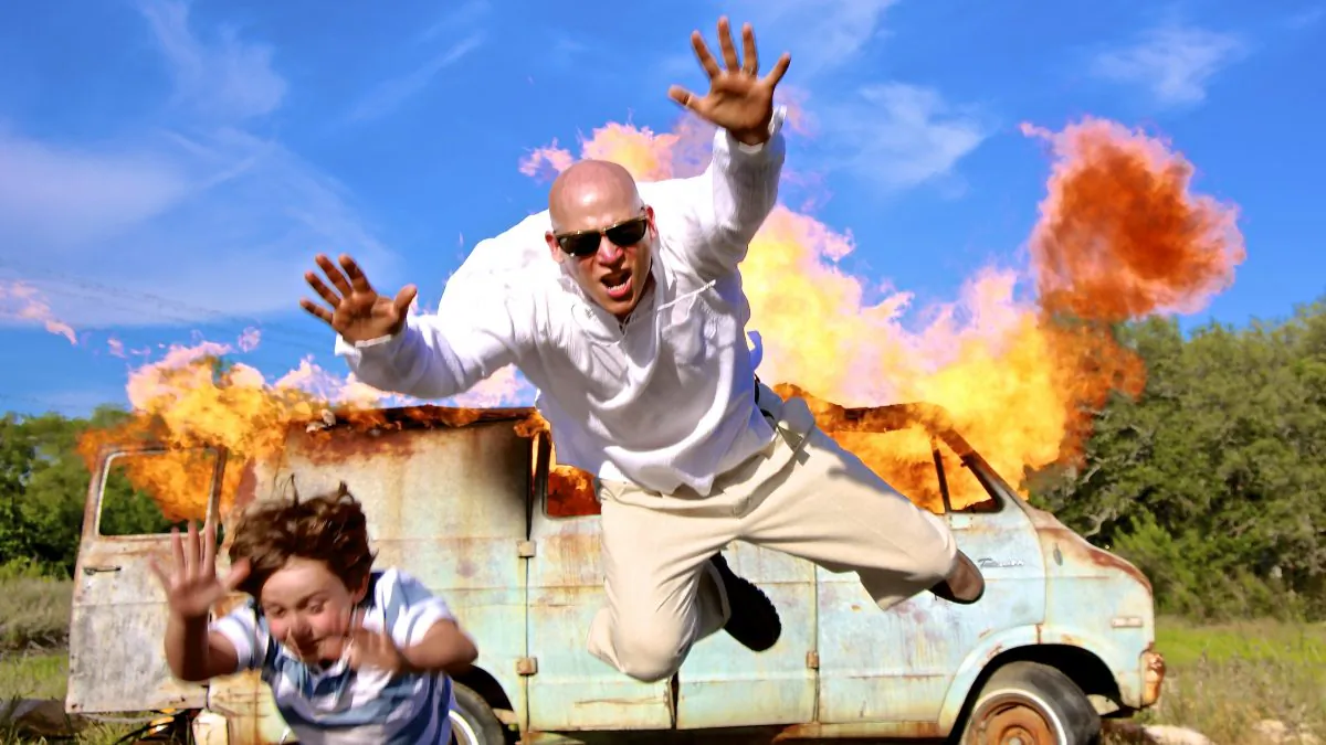 Steve Wolf (R) coordinates stunts and special effects for Hollywood movies. He has a unique perspective on the science of blowing things up, making people fly, and other fun tricks. (Courtesy of Steve Wolf)