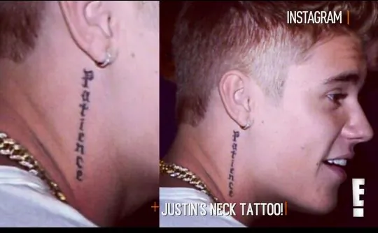Justin Bieber Gets Neck Tattoo