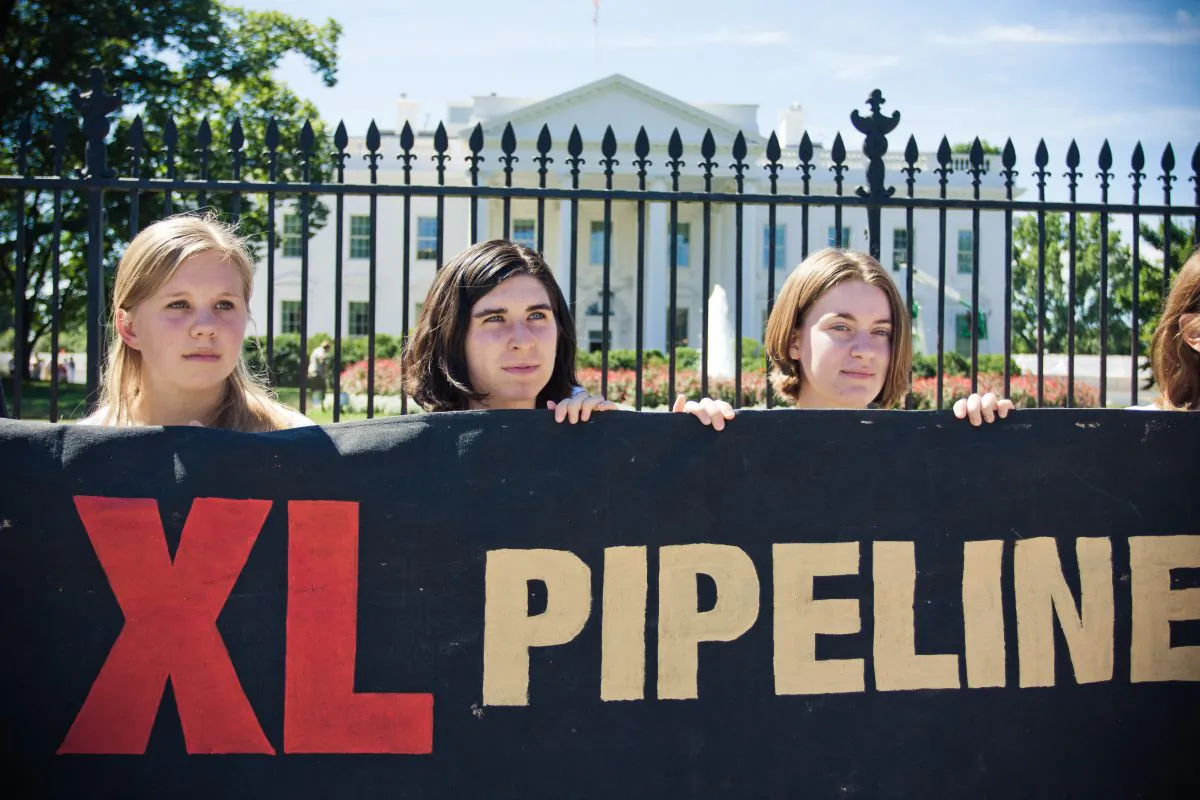 Activists voice their opposition to Keystone XL outside the White House in August 2011.