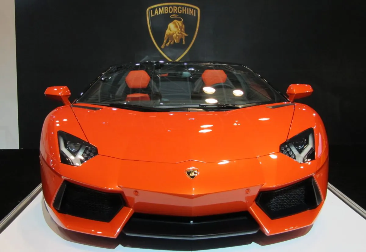 An Lamborghini Aventador on display at The 2014 New York International Auto Show. (Kati Vereshaka/Epoch Times)