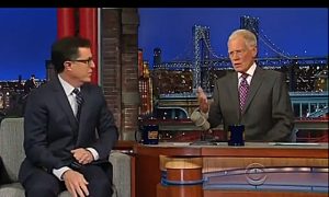 David Letterman Chats With Next 'Late Night' Host Stephen Colbert (video)