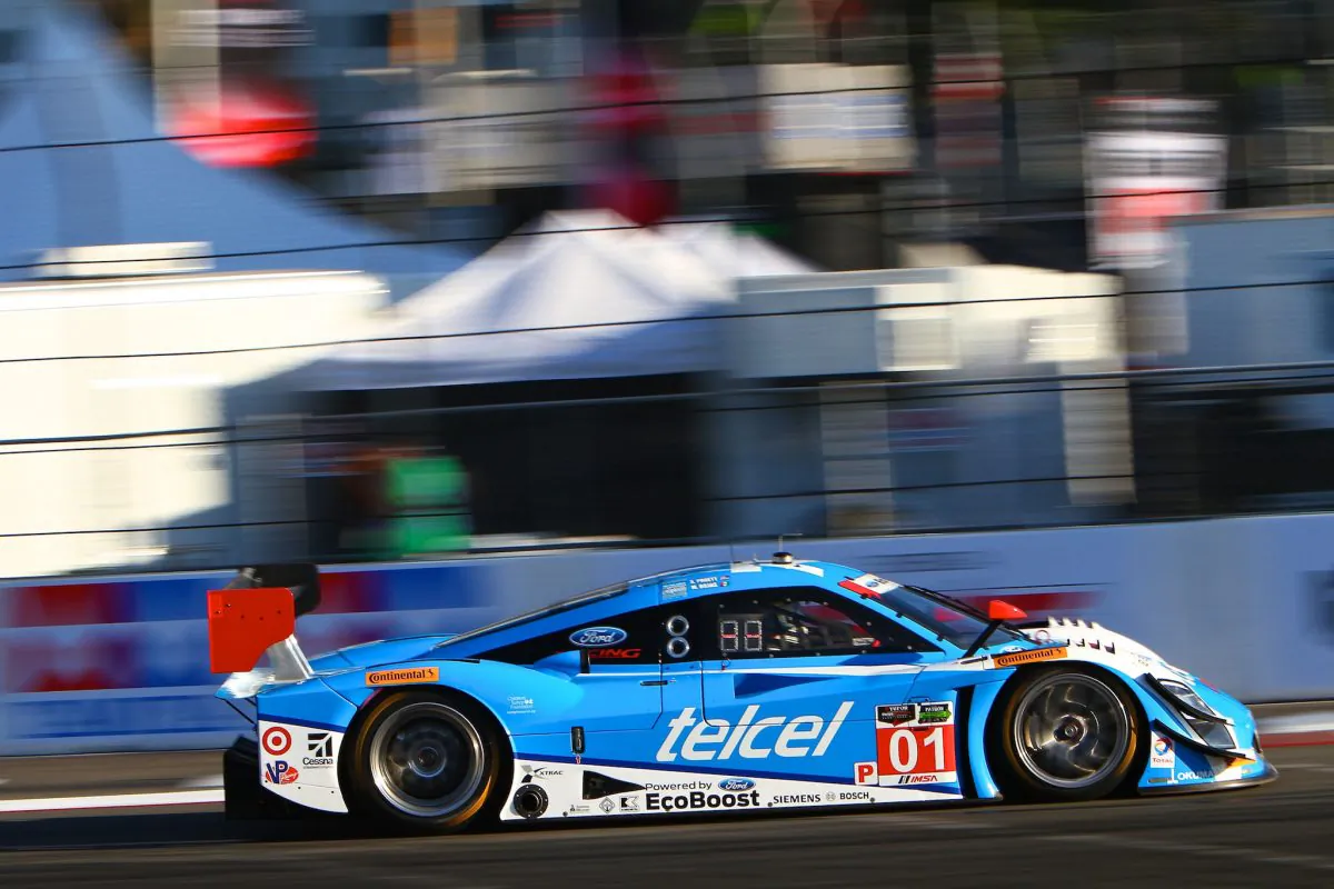 Scott Pruett and Memo Rojas drove the #01 Ganassi Racing Rile-Ford EcoBoost to victory in the TUSC Tequila Patrón Sports Car Showcase at Long Beach. (Halston Pitman/MotorSportsMedia)