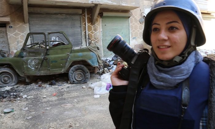 Syrian teacher-turned-war-photographer Nour Kelze in Matthew VanDyke’s short documentary “Not Anymore: a Story of Revolution.”
(Courtesy of Not Anymore)