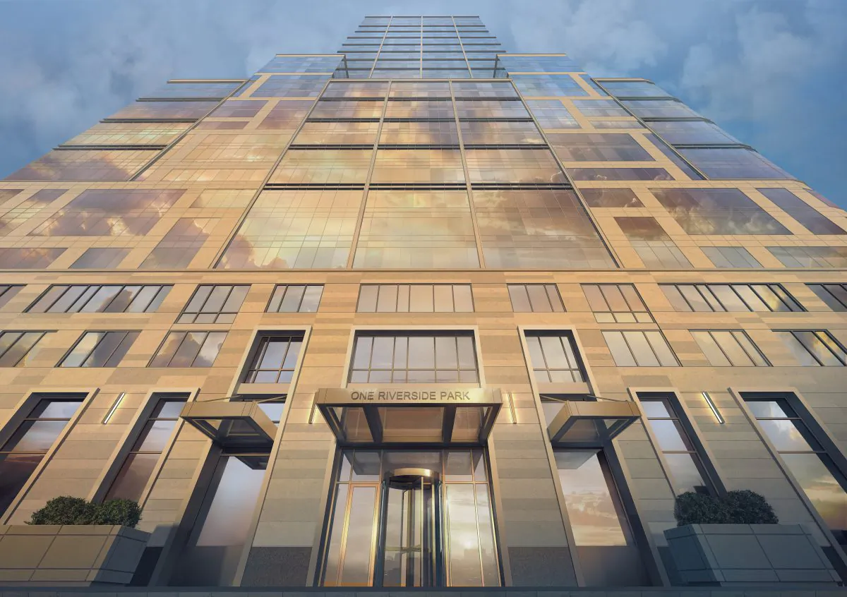 Rendering of the entrance of One Riverside Park. (Wordsearch and Visualisation One)