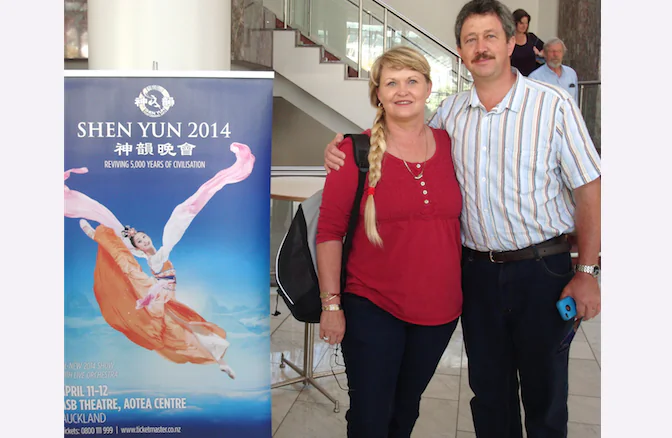 Mr. and Mrs. Van Schalkwyk enjoy Shen Yun Performing Arts at the ASB Theatre, on April 12. (Margo McVicar/Epoch Times)