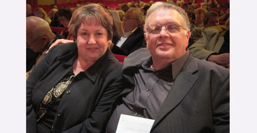 Joyce Cooper and Mike Cooper enjoy Shen Yun Performing Arts at the Ohio Theatre, on April 15. (Valerie Avore/Epoch Times)