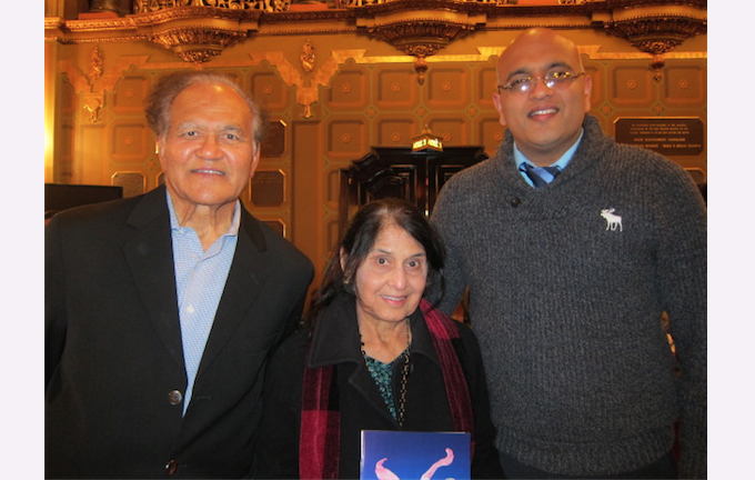 Peter Somani, M.D.,Ph.D., his wife Kamlesh, and their nephew, Dr. Piyush Gupta, came to Shen Yun's second of two performances in Columbus on Wednesday evening. (Valerie Avaore/Epoch Times)
