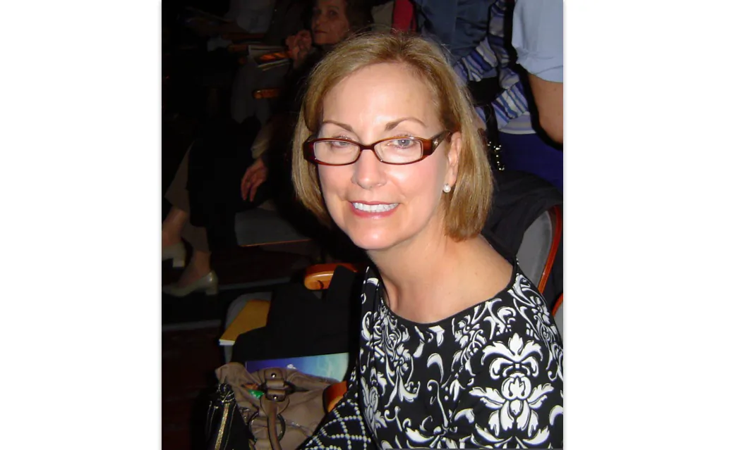 Julie Grubermay attending Shen Yun perform at the Merriam Theater in Philadelphia on Saturday, April 26, 2014. Ms. Grubermay said that she saw the "joy and the exuberance" in the eyes and on the faces of Shen Yun's dancers. (Frank Liang/Epoch Times)