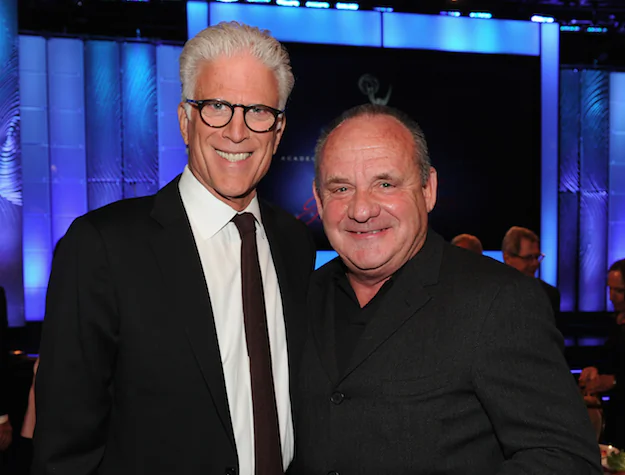 BEVERLY HILLS, CA - MARCH 11: Presenter Ted Danson (L) and Paul Guilfoyle in the audience at the Academy of Television Arts & Sciences 22nd Annual Hall of Fame Gala at the Beverly Hilton Hotel on March 11, 2013 in Beverly Hills, California. (Photo by Frank Micelotta/Invision for the Academy of Television Arts & Sciences/AP Images)