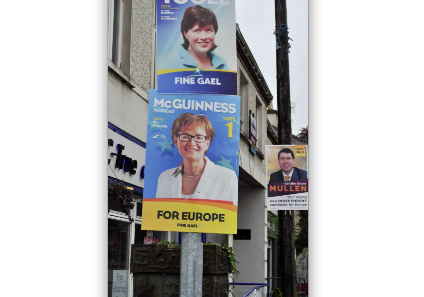 Image of election posters in Ashbourne/Ratoath (Martin Murphy/The Epoch Times)