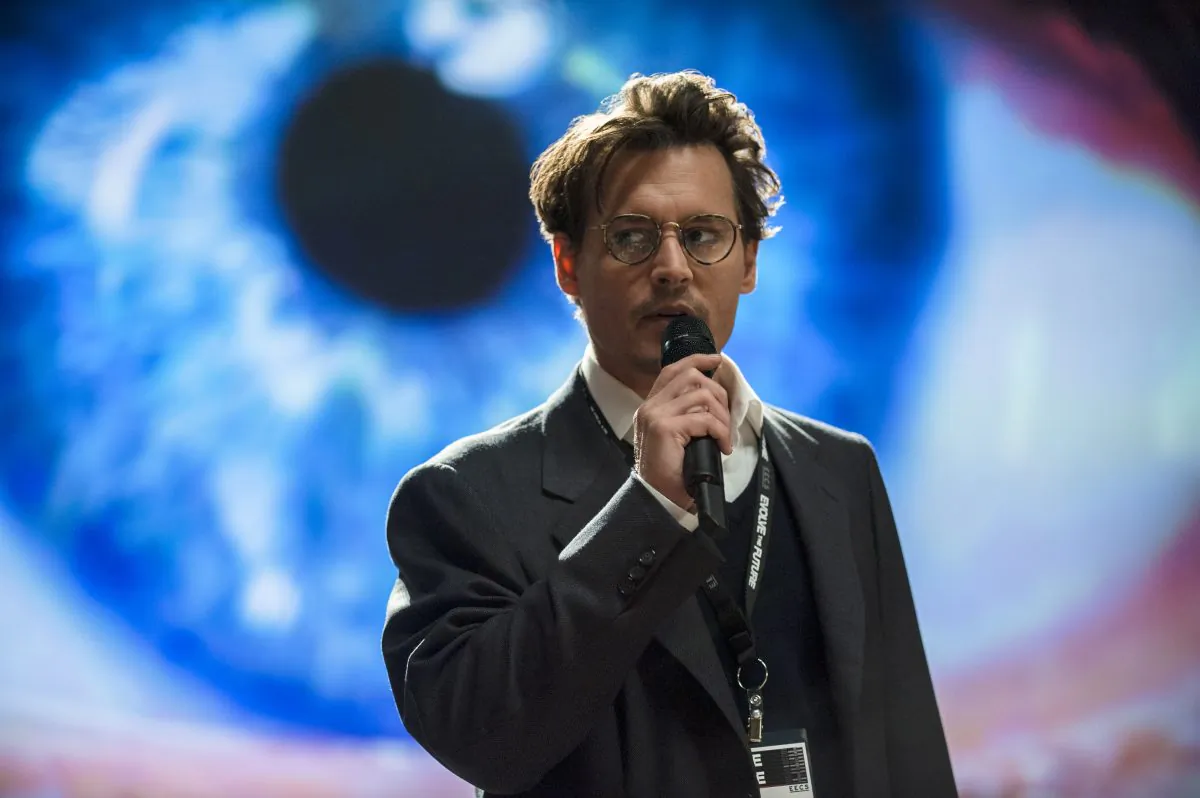 Johnny Depp plays Will Caster, who becomes an out-of-control, digitized version of himself in “Transcendence.” (Warner Bros.)