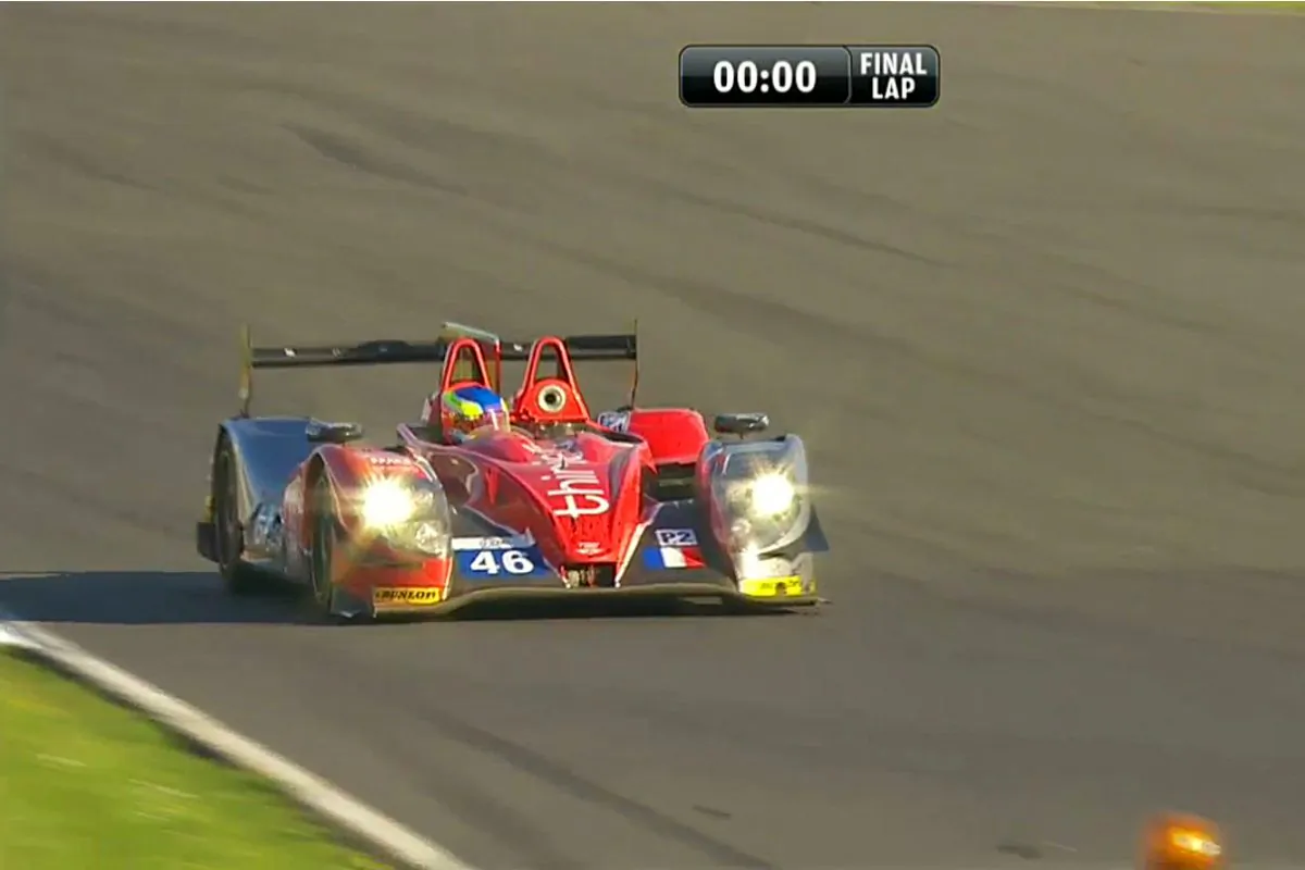 Tristan Gommendy drives the #46 Thiriet by TDS Morgan-Nissan to victory in the European Le Mans Series season opener at Silverstone Saturday, April 19, 2014. (ELMS screenshot)