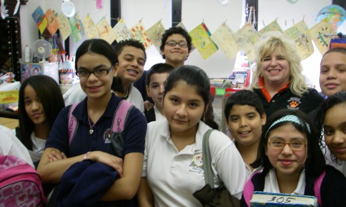 Union City Public Schools students with their teacher on Feb. 27, 2009. (Vincent J. Bove)