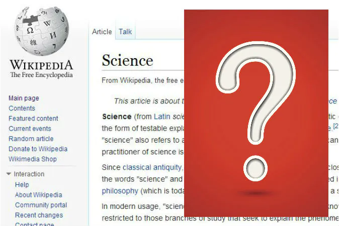 Wikipedia editors have much power to shape the understanding of the general public. Do you trust them? (Screenshot/Wikipedia.com; Question mark via Thinkstock)