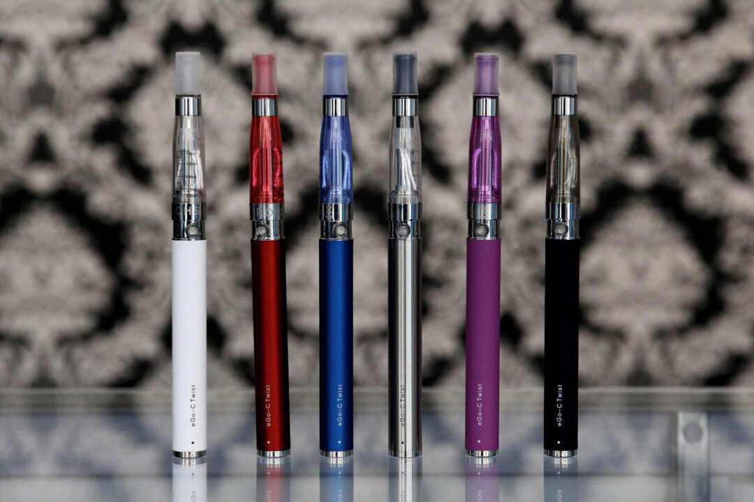 E-cigarettes appear on display at Vape store in Chicago on April 23, 2014. (AP Photo/Nam Y. Huh)
