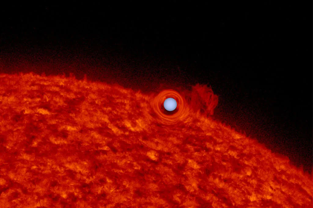 Artistic impression of the binary star system KOI-3278. (University of Washington)