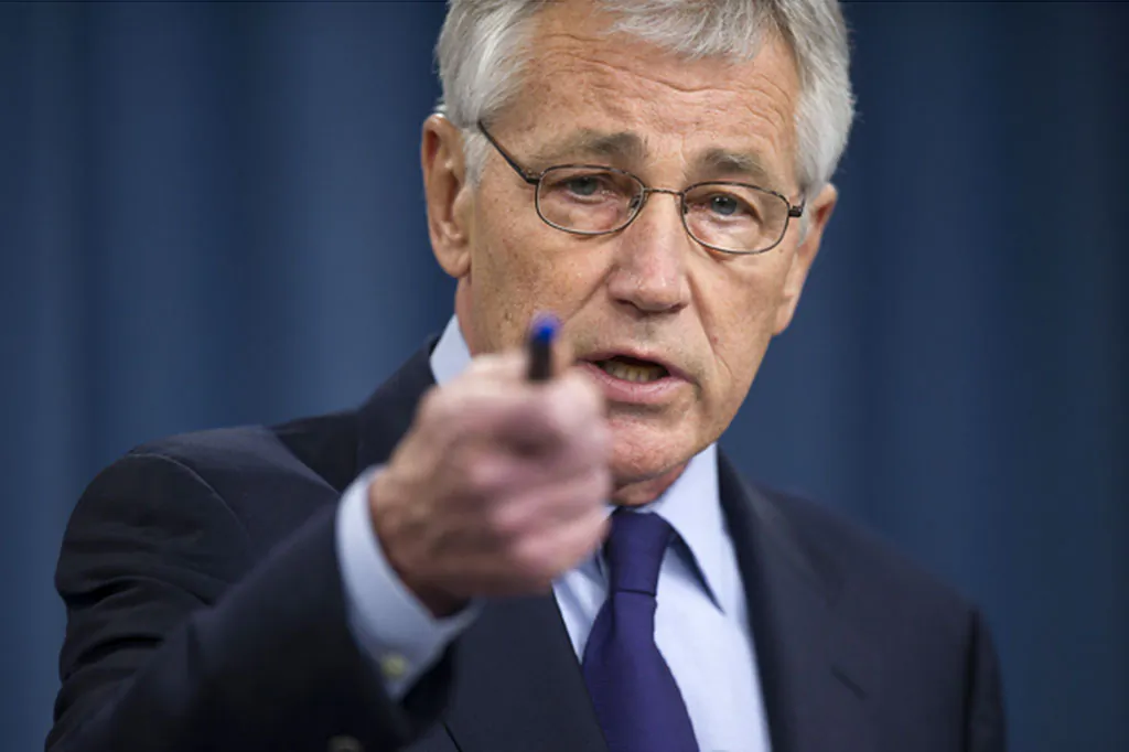 US Secretary of Defense Chuck Hagel speaks during a press conference at the Pentagon on March 31, 2014. (Jim Watson/AFP/Getty Images)