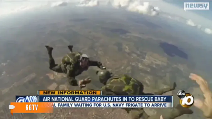 US National Guard Parachutes In to Rescue Baby Stranded With Family