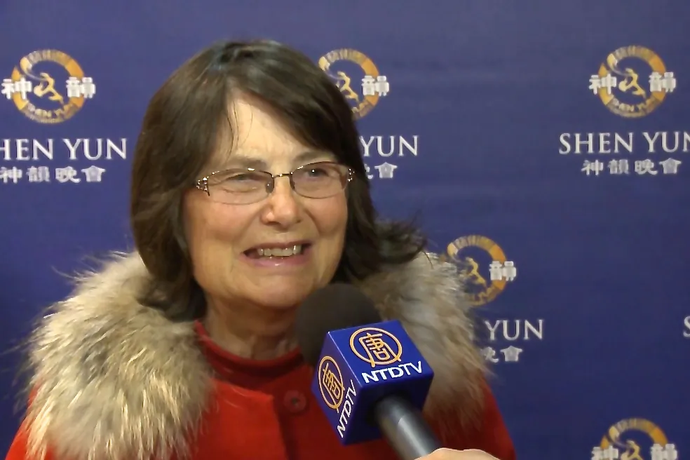 Elizabeth Beecham Leatherbarrow enjoys Shen Yun Performing Arts at St James Theatre, on Wednesday April 9. (Courtesy of NTD Television)