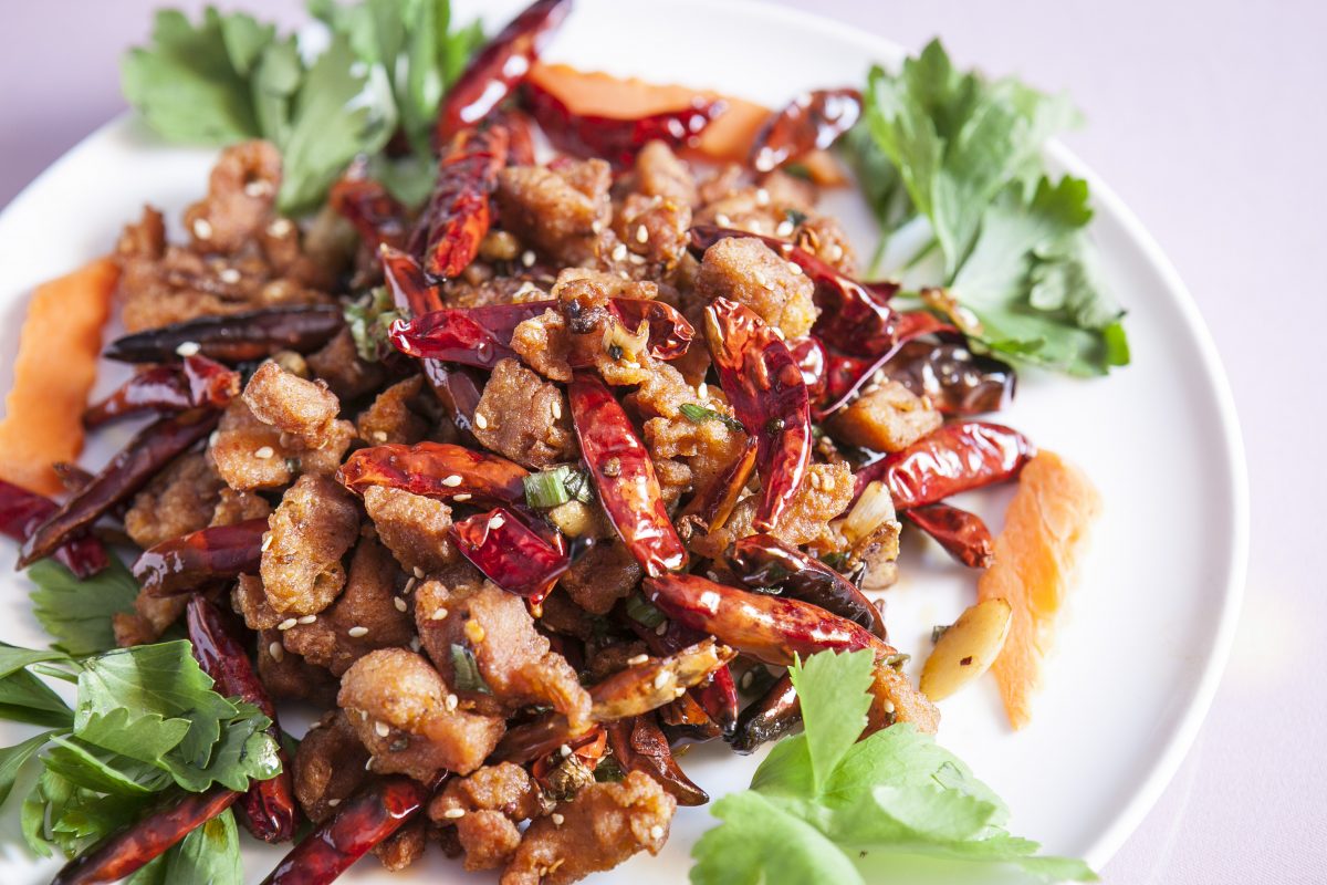 Chong Qing spicy dry chicken. (Samira Bouaou/Epoch Times)