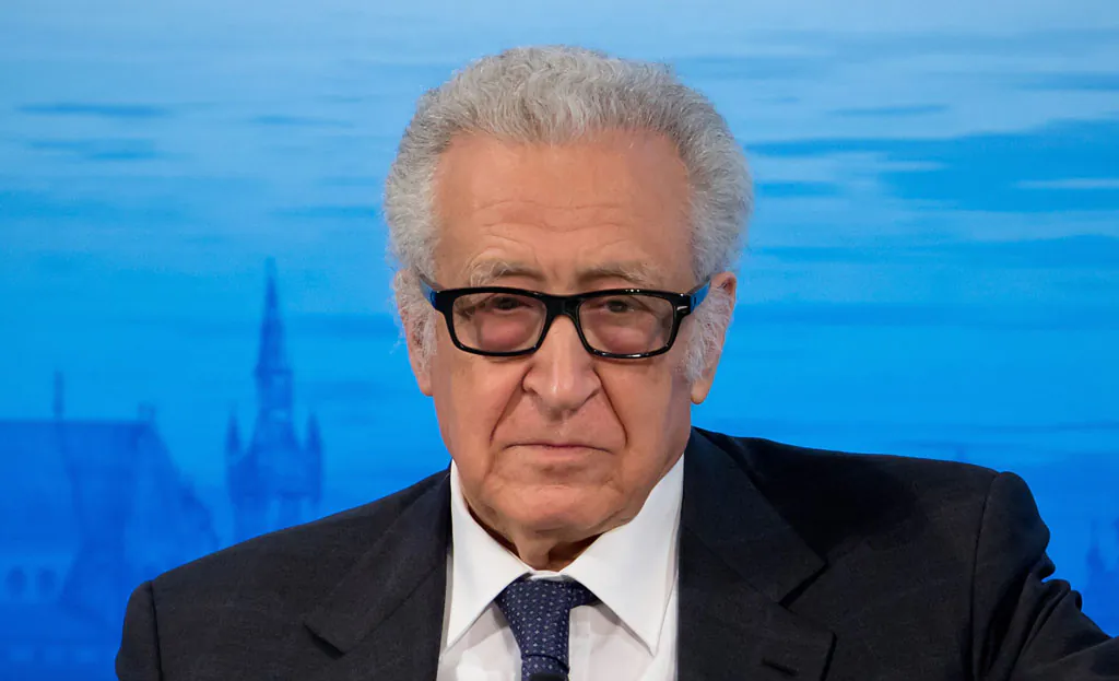 The Algerian United Nations diplomat Lakhdar Brahimi - UN-Arab League envoy for Syria until May 14, 2014 - takes part at the 'Night Owl Session: The Syrian Catastrophe' at the 50th Munich Security Conference in the Bayerischer Hof hotel on January 31, 2014 in Munich, Germany. (Joerg Koch/Getty Images)