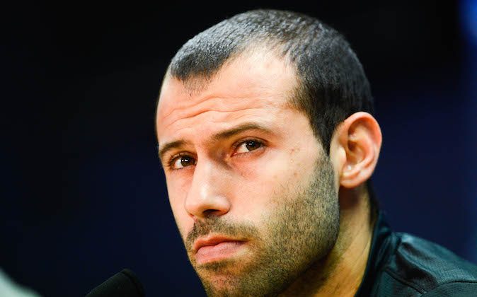 Javier Mascherano of FC Barcelona faces the media during a press conference ahead the UEFA Champions League Round of 16 second Leg match against Manchester City at the Sant Joan Despi Sport Complex on March 11, 2014 in Barcelona, Spain. (Photo by David Ramos/Getty Images)