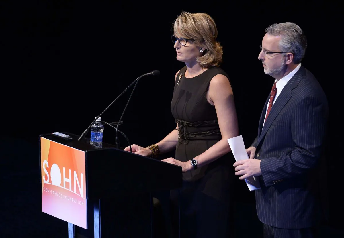 Evan Sohn and Olivia Tournay Flatto Ph.D at The Sohn Investment Conference. (Eugene Gologursky/Getty Images)