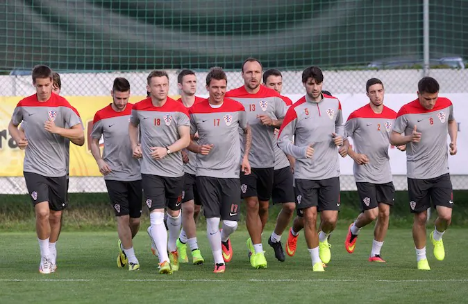 Croatia's national football players attend a training session in Bad Tatzmannsdorf, Austria on May 23, 2014 as part of the team's preparation for the upcoming FIFA 2014 World Cup in Brazil. (DANIEL RAUNIG/AFP/Getty Images)