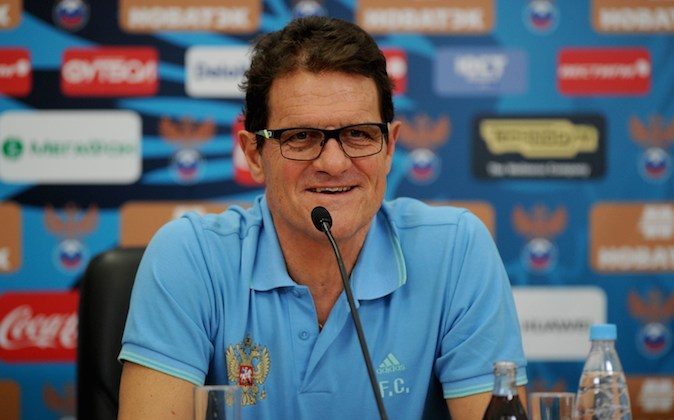 Russia's national football team head coach, Fabio Capello attends press conference in Saint-Petersburg on May 25, 2014, ahead a friendly match Russia against Slovakia. (OLGA MALTSEVA/AFP/Getty Images)