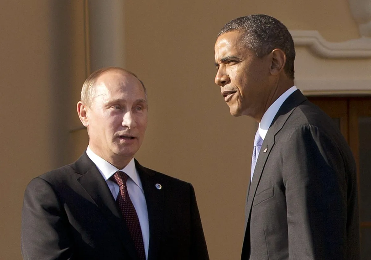 In this Sept. 5, 2013, photo President Barack Obama shakes hands with Russian President Vladimir Putin during arrivals for the G-20 summit at the Konstantin Palace in St. Petersburg, Russia, Thursday, Sept. 5, 2013. (AP Photo/Pablo Martinez Monsivais)