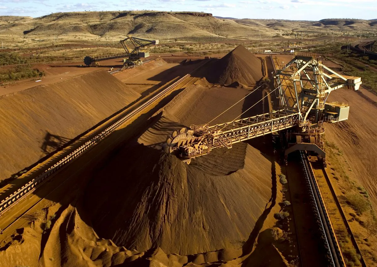 An undated photograph released on Sept. 4, 2009, by Rio Tinto shows high grade iron ore in Western Australia's Pilbara region, destined for China. (Christian Sprogoe/AFP/Getty Images)