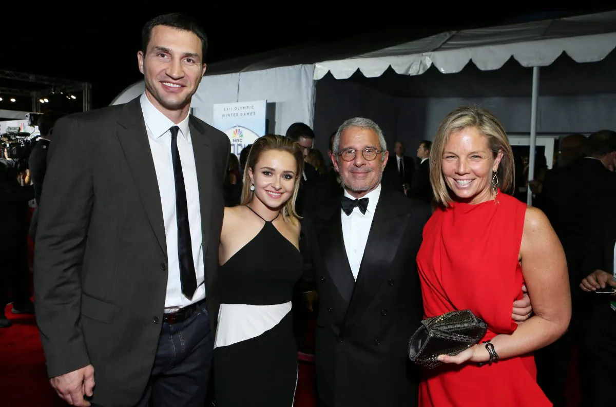 Wladimir Klitschko, Hayden Panettiere, Universal's Ron Meyer and Kelly Meyer seen at the 71st Annual Golden Globe Awards NBC/Universal/Focus Features/E! Entertainment/Chrysler After Party on Sunday, Jan. 12, 2014 in Los Angeles. (Photo by Alexandra Wyman/Invision for Focus Features/AP Images)