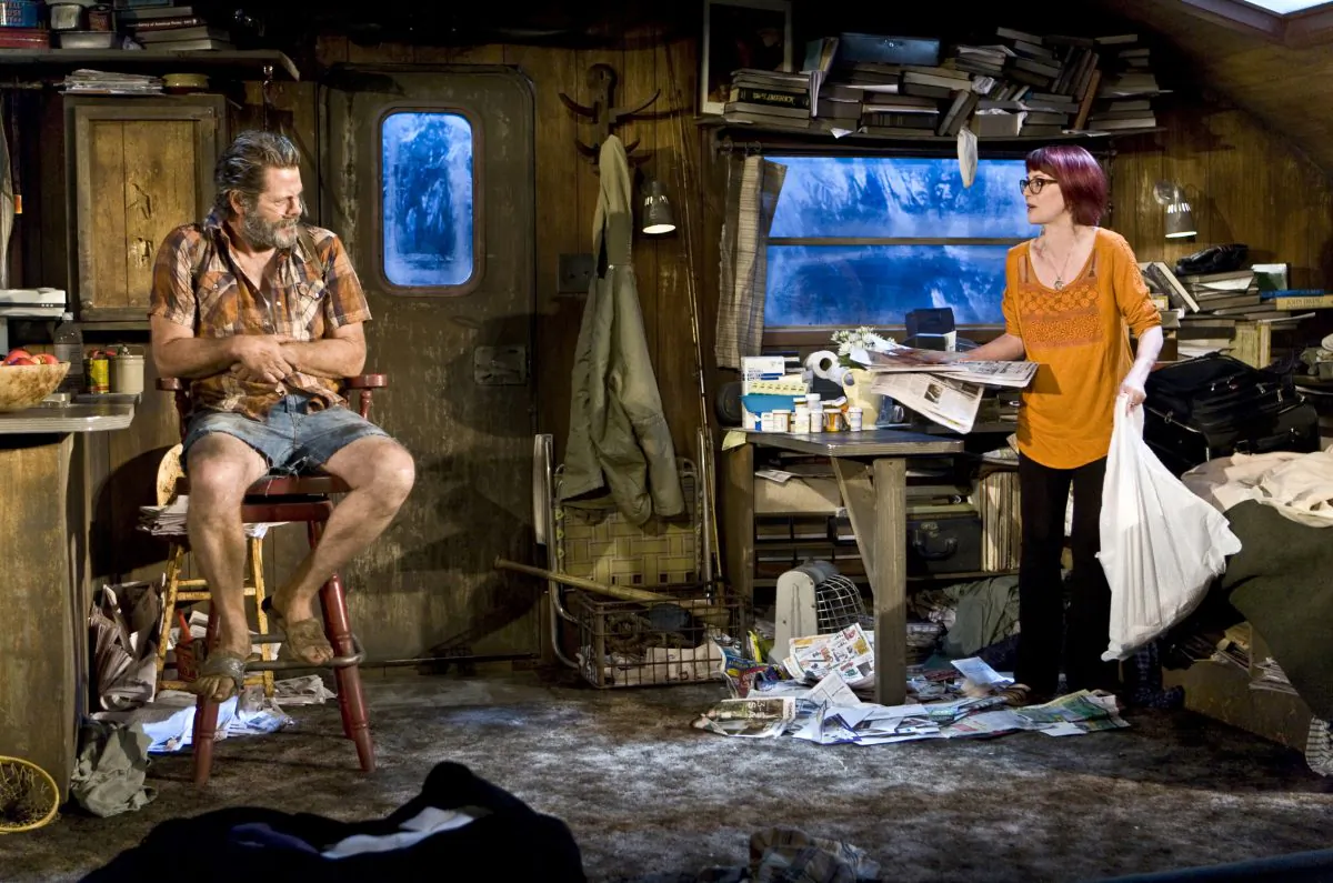 Ulysses (Nick Offerman), a former poet and recovering alcoholic, is living the life of a hermit in a dilapidated trailer, when his ex-wife Emma (Megan Mullally) suddenly arrives. (Monique Carboni)