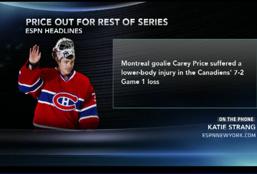 Canadiens Lose Price For Rest Of Series