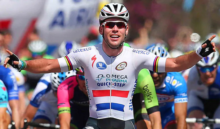 Mark Cavendish is on form, and when he is he is all but unstoppable. The Manx Missile won Stage One of the Ninth Amgen Tour of California by only a few centimeters, but he won. (omegapharma-quickstep.com)